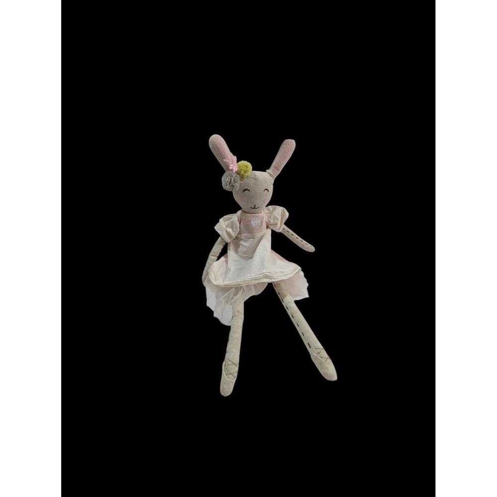 Pottery Barn Kids Ballerina Bunny Plush Pink Tutu Linen Fabric Doll 18 Inch 2016